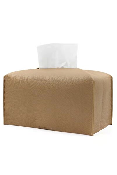 DMYRDH Soft PU Leather Foldable Handkerchief Box Tissue Paper Holder for Living Room Kitchen Desktop