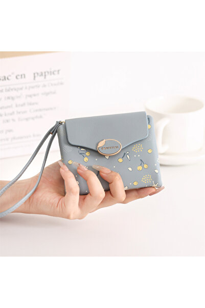 rinkadoll محفظة أنيقة ذات مشبك، لطيفة على شكل كرز مطبوع صغيرة الحجم قابلة للط...