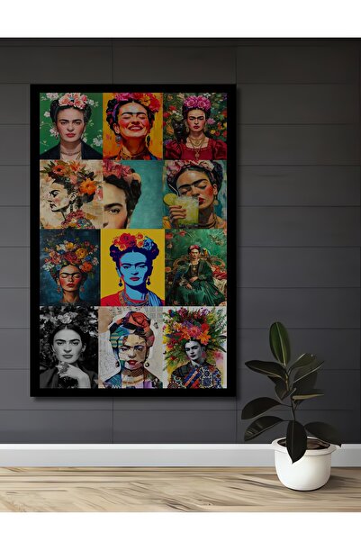 Beta Moda Hub Çerçeve Görünümlü Frida Kahlo Yağlı Boya Görünümlü Dekoratif Ah...