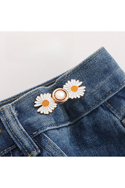 Choice3 طقم أزرار خصر من الذهب الأبيض مكون من قطعتين، مزين بزهرة ديزي صغيرة، ...