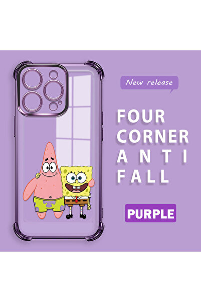 ucuc غطاء حماية شفاف من السيليكون متوافق مع آيفون 16 برو بتصميم سبونج بوب الس...