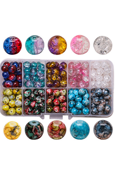 choice2 SHXUS 200Pcs/Box 8MM Crystal Glass Beads Crackle Round Spacer Beads I...