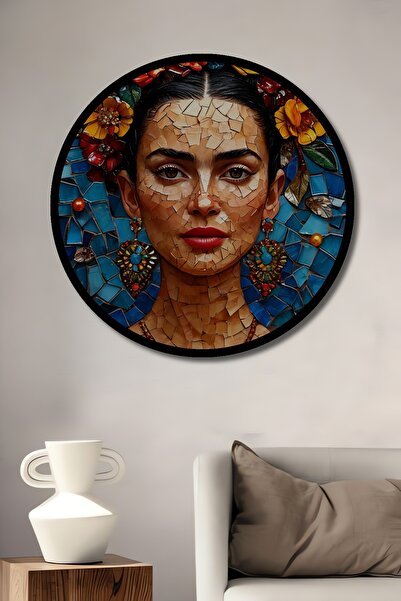 Beta Moda Hub Çerçeve Görünümlü Frida Kahlo Mozaik Görünümlü Yağlı Boya Sanat...