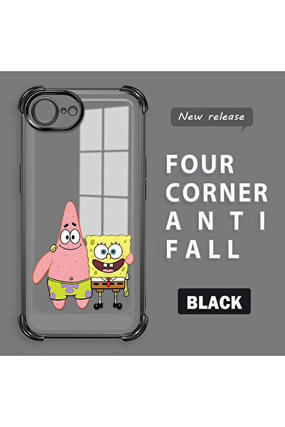 ucuc غطاء حماية شفاف من السيليكون متوافق مع آيفون 16e بتصميم سبونج بوب السعيد...