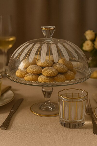 crystalhome Footed Cake Pan Upright Grape Gold