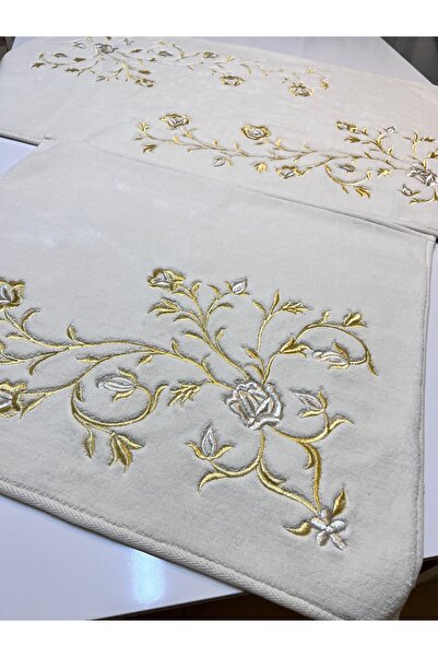 Home 2 li banyo paspas seti nakışlı