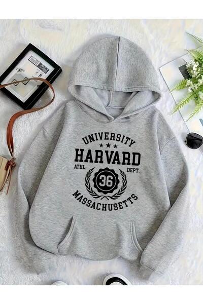 Oceanwear هاروارد مطبوع بغطاء رأس مبطن بالصوف سويت شيرت مسطح للجنسين