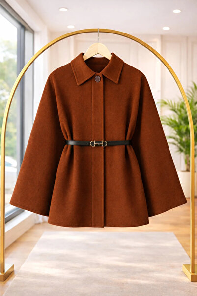 Modayıldızlar Morena Zarif Kadın Kemerli Kışlık Kaşe Panço Modelleri 2026