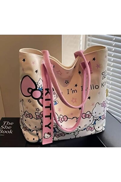 Hello Kitty -themed Tote Bag Zipper Closure Medium Pink