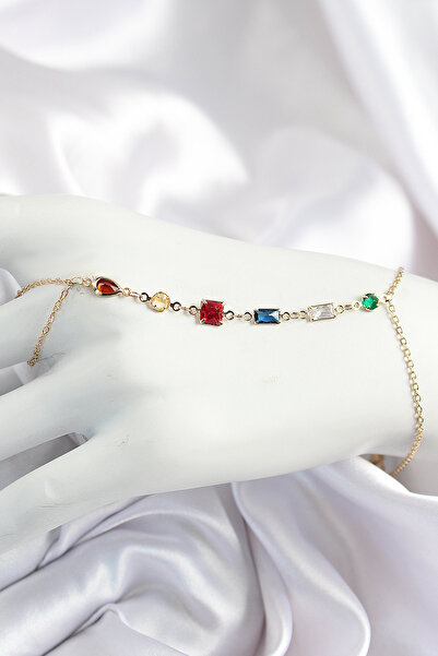 Mustran Brass Colored Zircon Stone Y Model Gold Color Women's Shahmeran