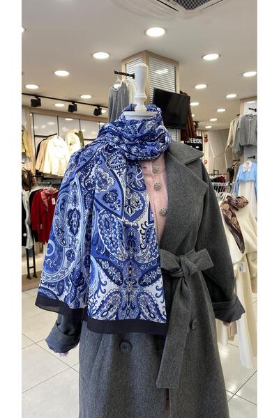 KUQOS Saltanat Pattern Shawl Blue Black