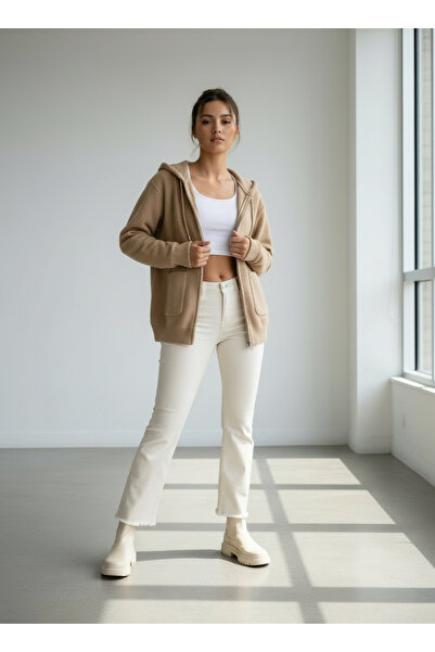 VETTA Kalın Çelik Örgü Kapüşonlu Hırka