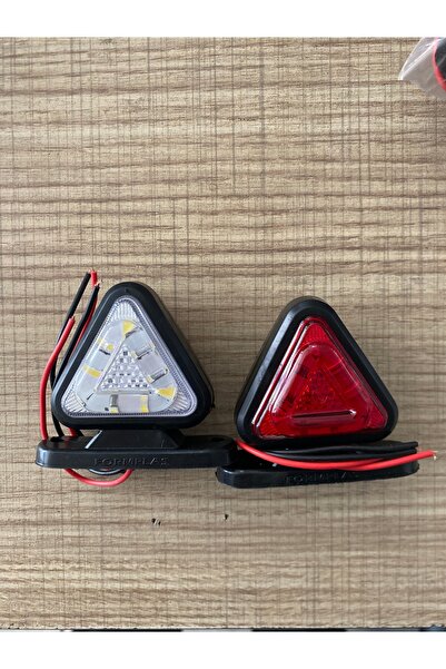 FORMPLAS ÜÇGEN MİNİ TAKOZ LAMBA KIRMIZI-BEYAZ 12 LEDLİ 12V-24V (10 ADET)
