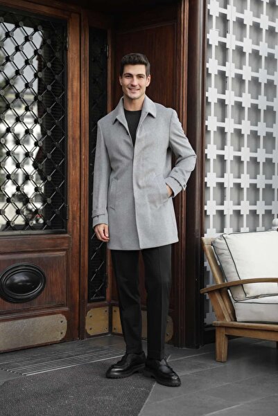 AEK COLLECTION Erkek Gri Yün Palto