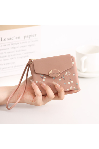 rinkadoll Cute Cherry Printed Small Size Folding Soft Leather Card Holder and...