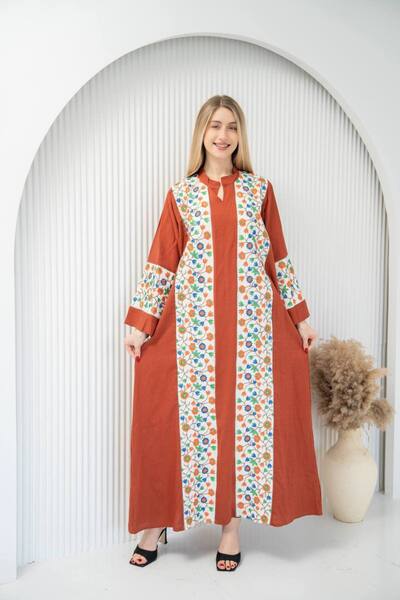 AVANDİA Elegant wide-cut jalabiya with embroidered print SM-18