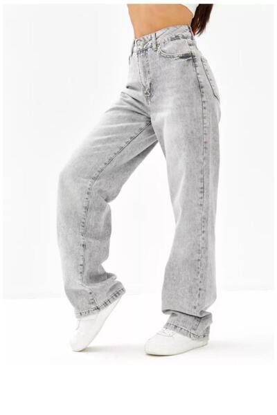 Fro line Kadın gri renk palazzo Jean pantolon