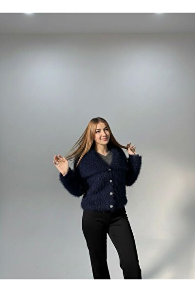 GIZILCA Kadın Sakallı Peluş Hırka Ceket