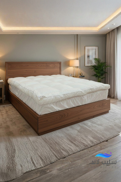 SLEEPLAND بكج لباد فندقي 200×180 سم ارتفاع 14 سم + مفرش فندقي بيج + منشفة