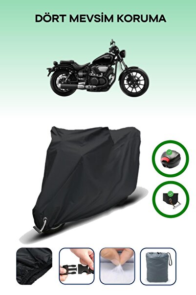 Breen حقيبة خلفية سوداء وقماش متوافق مع محرك ياماها XV950