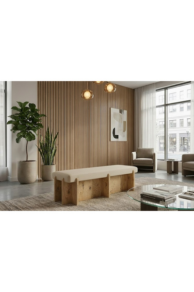 DeccoStil Tower Maxi Doğal Ahşap Bench Puf 40x120 cm-Babyface Kumaş Yatak Ucu...