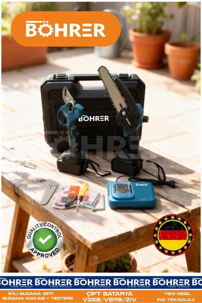 BÖHRER ALMAN DESİGNE BA011149 ÇİFT AKÜLÜ İKİLİ BUDAMA SETİ 30MM ÇİFT KADEMELİ...