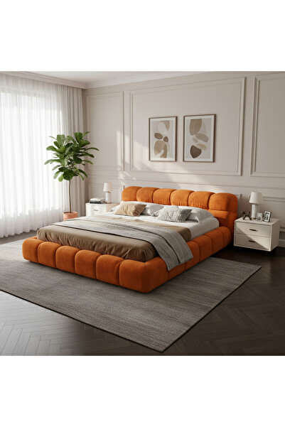 homejoyz سرير خشبي سويدي شانيل مودرن - برتقالي