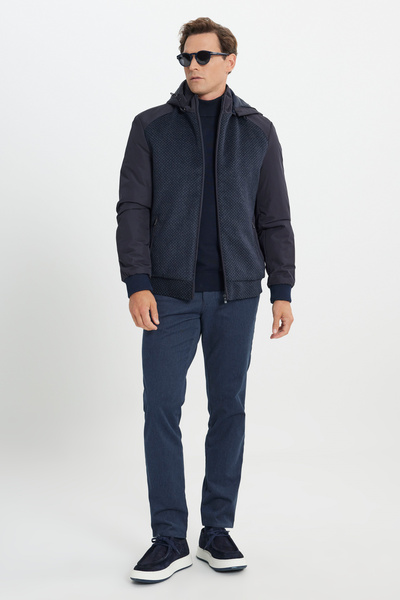 ALTINYILDIZ CLASSICS Navy Blue Standard Fit Regular Cut Mock Neck Coat