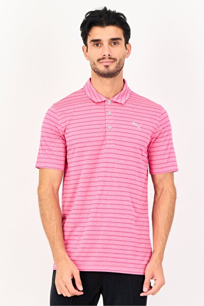 Puma Men Performance Fit Short Sleeve Outdoor Polo Shirt, Fuchsia
