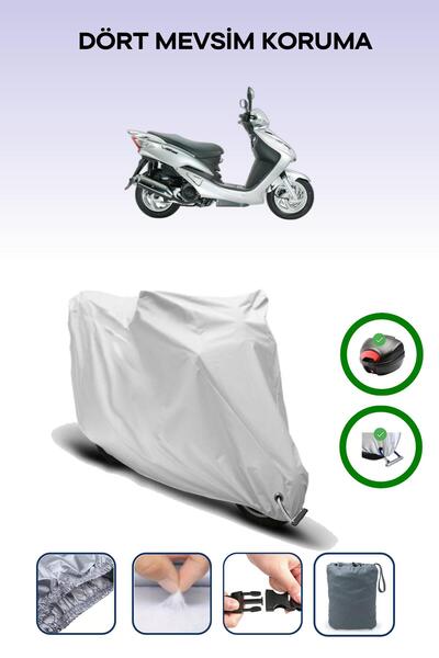 Breen حقيبة خلفية رمادية اللون ومتوافقة مع قماش المحرك المتوافق مع SYM VS 150