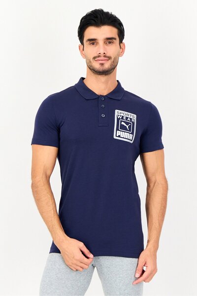 Puma Men Sportswear Fit Short Sleeve Outdoor Polo Shirt, Navy