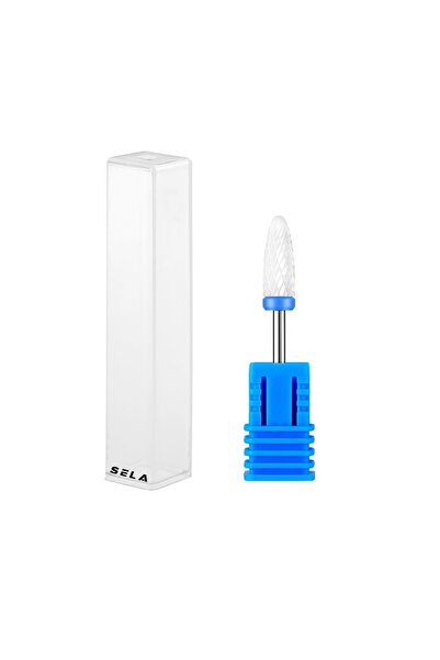SELA Ceramic Nail Drill Bit Torch Cylinder M, Blue,