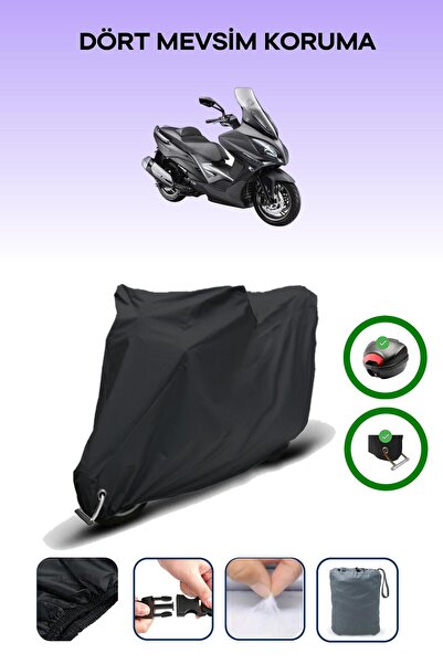 Breen Black Rear Bag and Lock Compatible Kymco Xciting 250I Compatible Motorcycle Tarpaulin