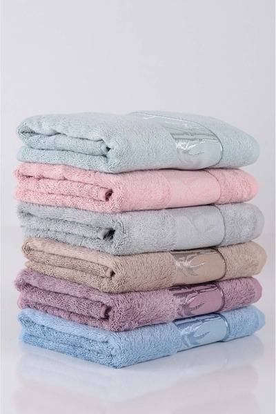 Bella Home منشفة يد نورباك 50×90 من الخيزران والجاكار - 6 قطع