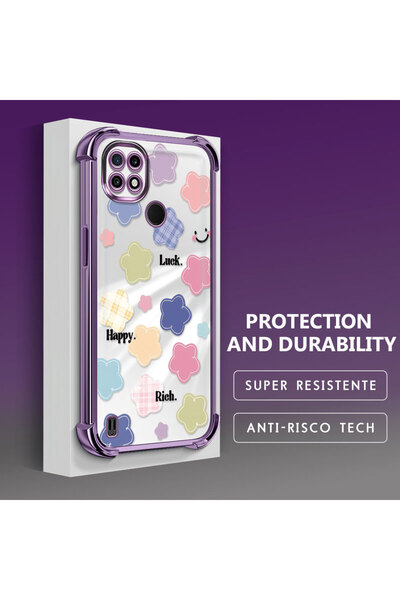 ucuc حافظة هاتف واقية من السيليكون الشفاف بنمط الزهور المحظوظة المتوافقة مع ه...