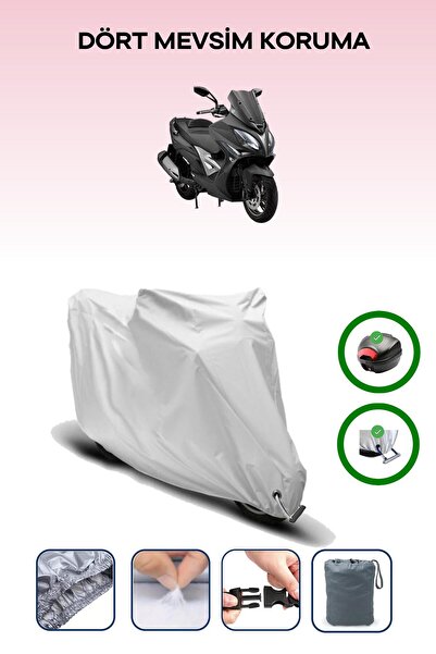 Breen حقيبة خلفية رمادية اللون ومتوافقة مع قماش المحرك المتوافق مع Kymco Xciting 400i