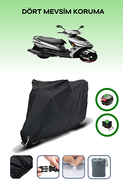 Breen Black Rear Bag and Lock Compatible Bumoto/Jinling Terra 100Cc Compatible Engine Tarpaulin