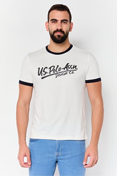 U.S. Polo Assn. Men Crew Neck Short Sleeve Brand Logo T-Shirt, White