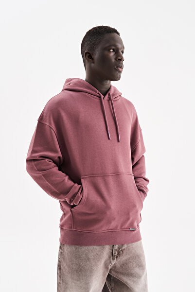 Machinist Men's Hooded Oversized Sweatshirt Plum