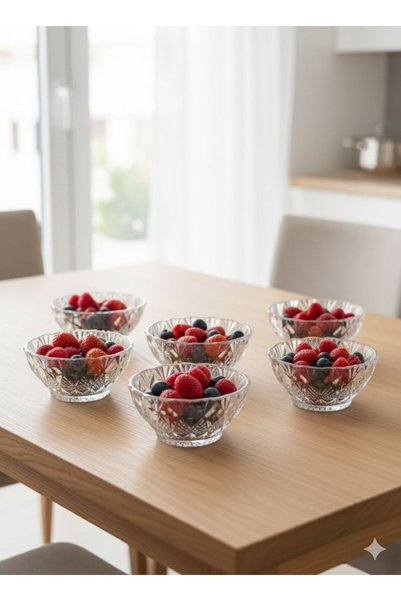 zaTen Pazar 6-Piece Luxury Crystal Patterned Multi-Purpose Rice Pudding & Dessert Bowl