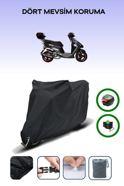 Breen Black Rear Bag and Lock Compatible Yuki Casper S 50 Compatible Motorcyc...