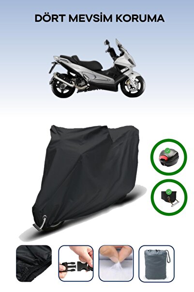 Breen Black Rear Bag and Lock Compatible Gilera Nexus 500 Compatible Motorcycle Tarpaulin