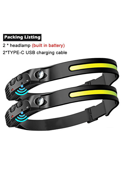 Choice3 مصباحان رأس مزودان بمستشعر LED وبطارية مدمجة قابلة لإعادة الشحن عبر م...