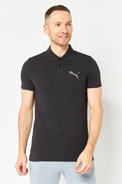 Puma Men Slim Fit Short Sleeve Outdoor Polo Shirt, Dark Heather Grey