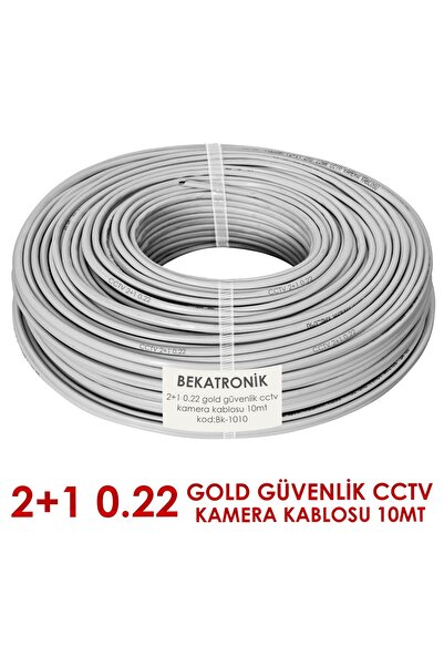 BekaTronik Güvenlik Kamera Kablosu 2+1 0.22mm Bakır Gold CCTV 10 Metre İç Mekan