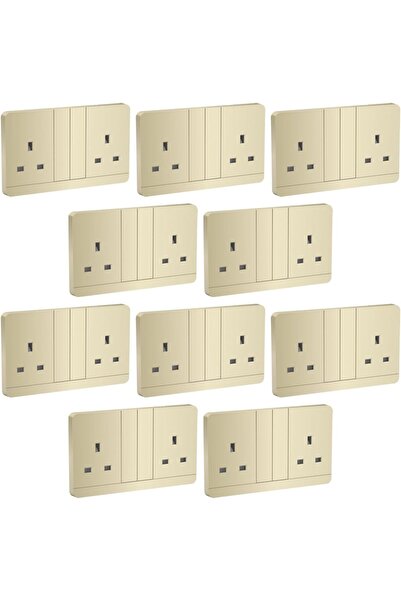 Raco مجموعة مقابس كهربائية من شنايدر أفاتار أون ثنائية الفتحات 13 أمبير مع غطاء (10 قطع، لون ذهبي خمري)