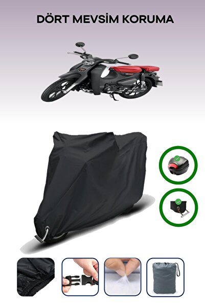 Breen حقيبة خلفية سوداء وقماش محرك متوافق مع هوندا C125 سوبر كب