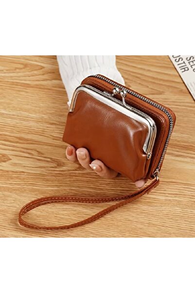 Guest Concept Kahverengi Vintage Cüzdan Retro Öpücük Kilitli Bozuk Para Cüzdanı