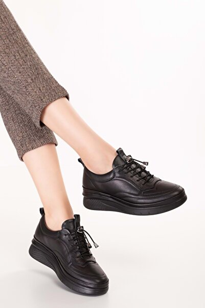 Gondol Genuine Leather Anatomical Sole Comfortable Shoes Es.120 Black Skin