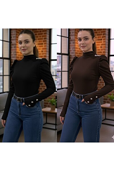 Moda Lounge Πλεονεκτική συσκευασία 2 τεμαχίων με λεπτομέρεια με κουμπιά, μαύρ...